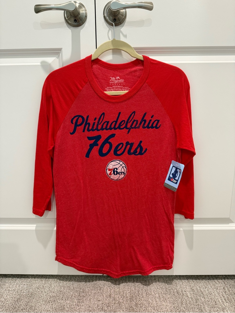 Majestic Red Women's NBA 4Her Tee with Navy Logo - NEW WITH TAGS